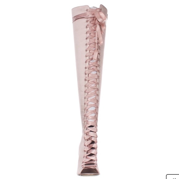 Aldo Lace-Up Over The Knee Boots, Light Pink - Picture 5 of 10